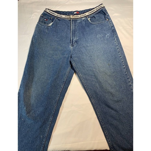Vintage Tommy Hilfiger Jeans 38x32 Waist Spell Out 90s Y2k Jeans